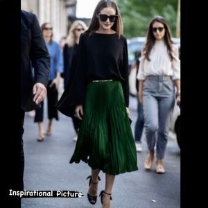 REISS Dark Green Midi Skirt - Size 0